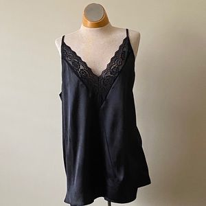 Sexy black satin & lace camisole